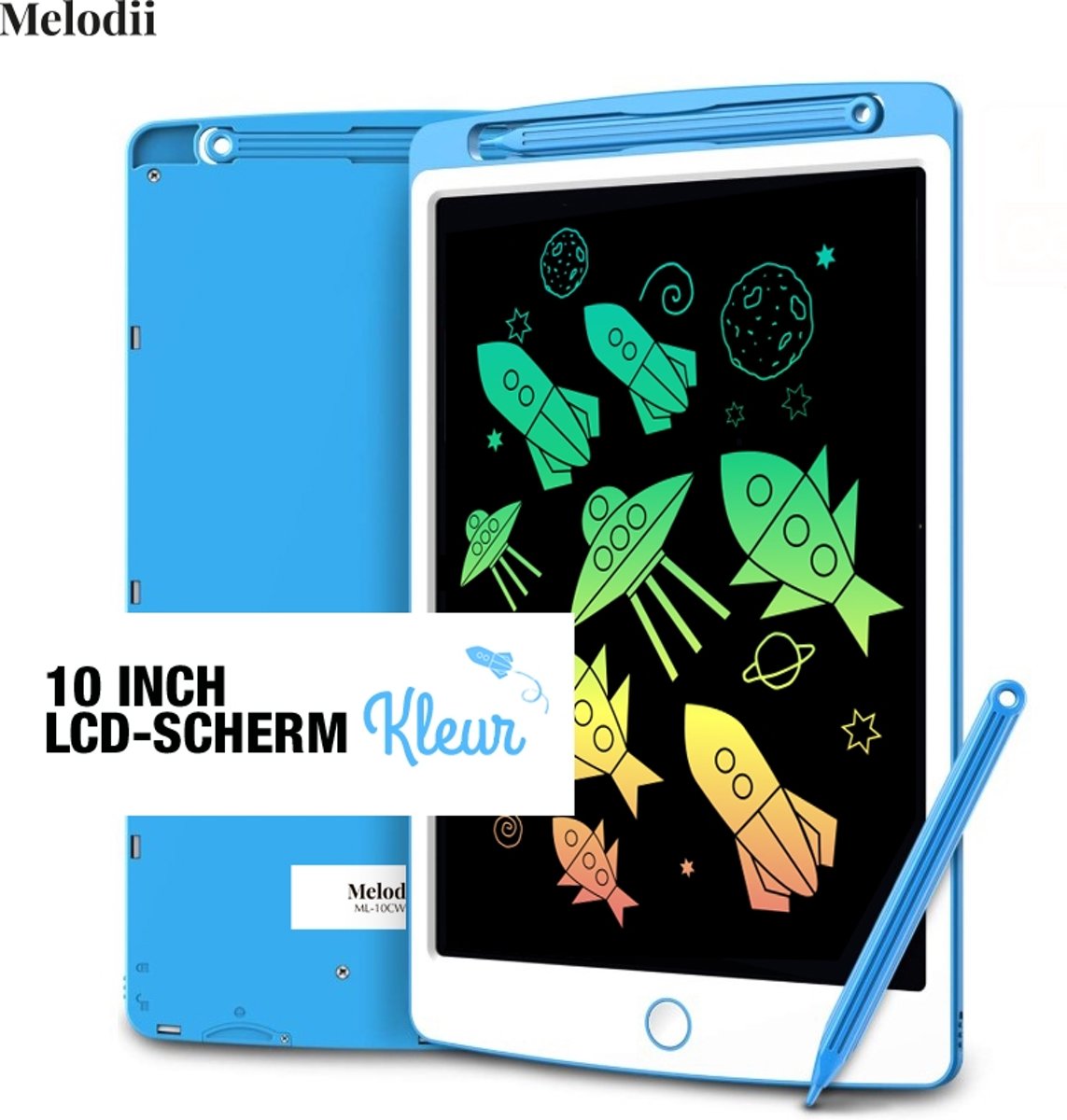 Melodii™ - LCD Tekenbord voor kinderen | 10 inch kleurrijke digitale display | Elektronische grafische draagbaar tablet met geheugenslot | Leuke leermiddel voor kinderen om te schrijven en tekenen